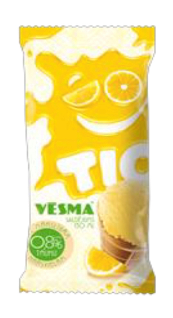 RPK - TIO Vesma Lemon, wafer cup ice cream, 130ml/80g (box*48). Jolly Grocer