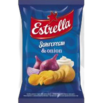 Picture of Estrella - Sour Cream and Onion Flavour Crisps 140g (in box 20)